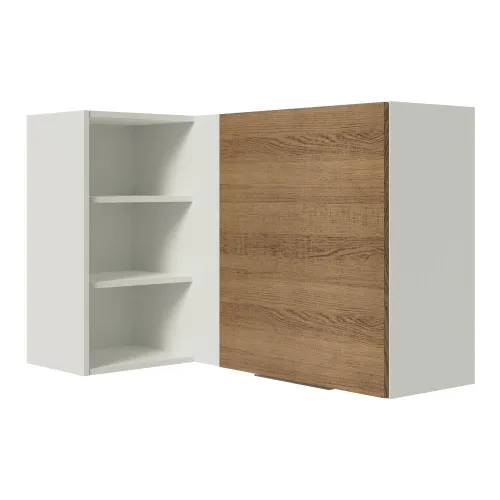 Armário Aéreo de Canto Madesa Stella 1 Porta para linha de 60 cm de profundidade Branco/Rustic