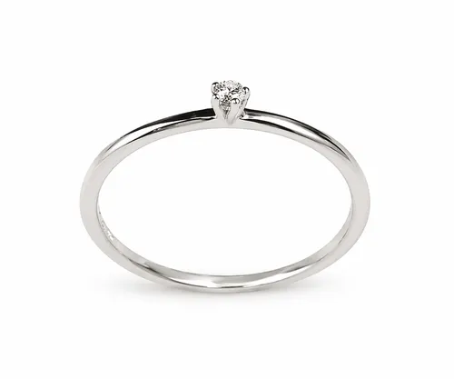 Anel Solitário 5 Garras com Diamante 4 Pontos em Ouro Branco 18K