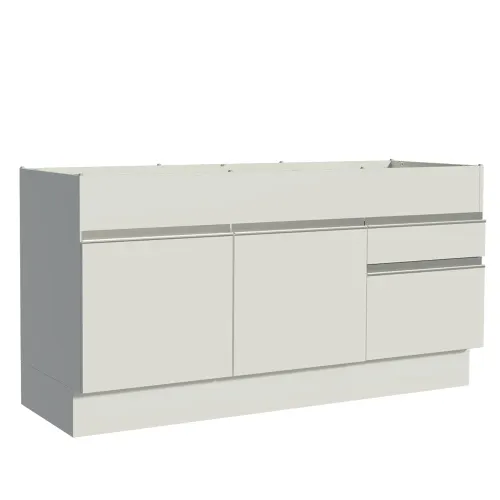 Balcão de Pia Madesa Glamy 150 cm 2 Portas e 2 Gavetas (Sem Tampo e Pia) Branco