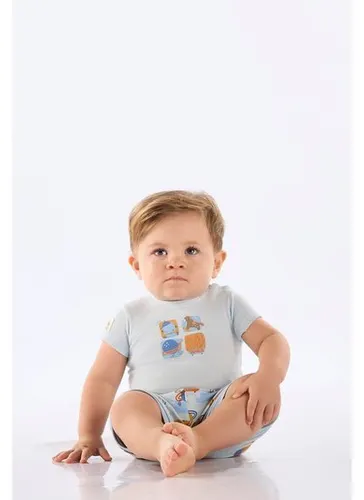 Conjunto Comfy com Body e Short para Bebê Menino (Azul Claro) Up Baby