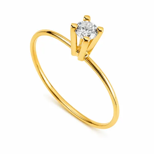 Anel Solitário com Diamante de 15 Pontos em Ouro 18K