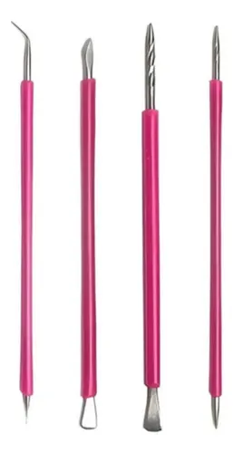 Kit 4 Palito Espátula Mista Manicure Cutelaria Desencravador