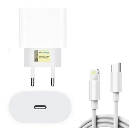 Fonte Carregador iPhone 20W + Cabo USB-C Lightning iPhone Carregamento Rápido e Seguro