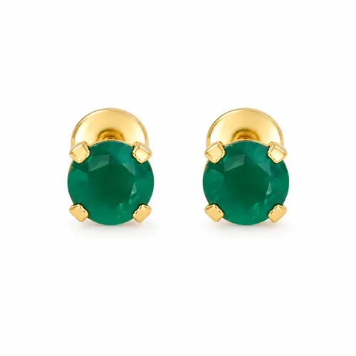 Brinco Redondo 3 mm com Zircônia Esmeralda em Ouro 18K