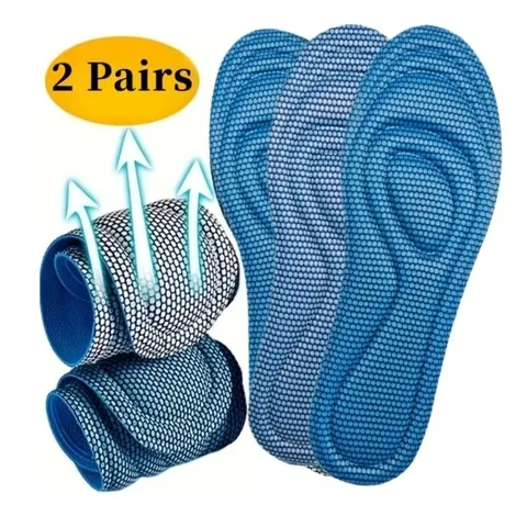 4 Pares de Palmilhas Descartáveis de Espuma de Memória para Calçados, Antibacterianas, Desodorizantes, Absorventes de Suor, para Tênis Esportivos e de Corrida