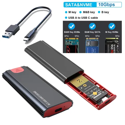 M2 ssd caso m.2 nvme sata ssd gabinete adaptador 10gbps usb 3.2 gen2 usb c gabinete externo suporta chaves m e b e b & m