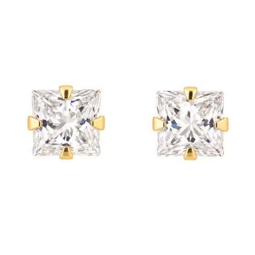 Brinco Carré Ponto de Luz 3 mm com Zircônia em Ouro 18K
