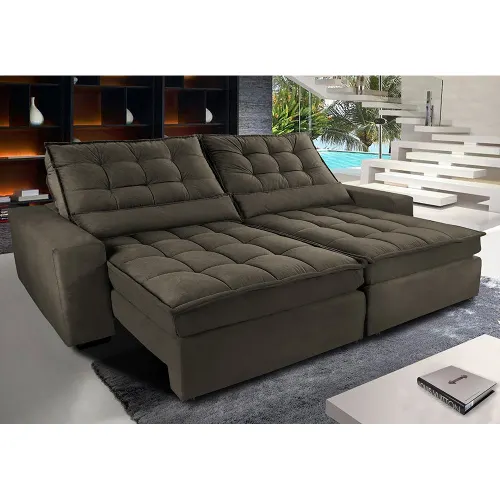 Sofá Retrátil e Reclinável com Molas Ensacadas Cama inBox Gold Tecido Suede Velusoft
