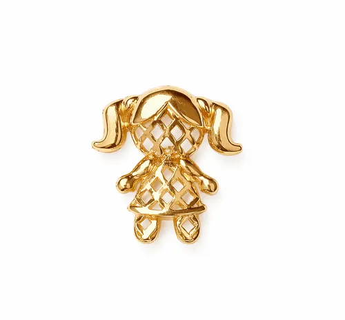 Pingente Menina Vazado Trabalhado em Ouro 18K