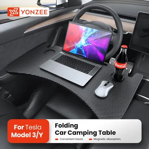 Yz para tesla modelo xs 3 y highland juniper 2018-2025 volante portátil bandeja mesa de comida portátil acessórios do carro