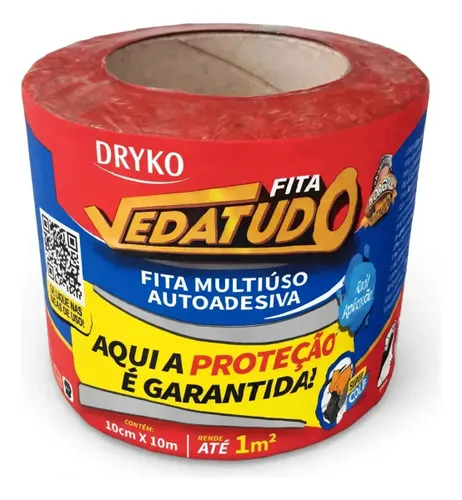 Fita Asfáltica Adesiva Aluminizada Vedatudo 10cm X 10m Dryko Cor Prateado