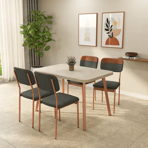 Conjunto Sala de Jantar 4 Cadeiras Anne Carraro Petra Rosê