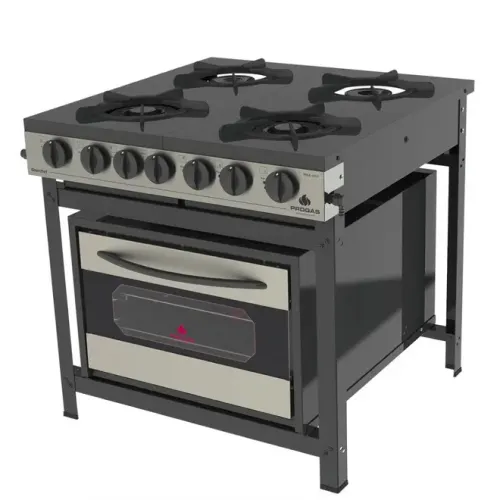 Fogão com Forno Progás PRGE-402F Gourmet 2 Queimadores Simples 2 Duplo Inox