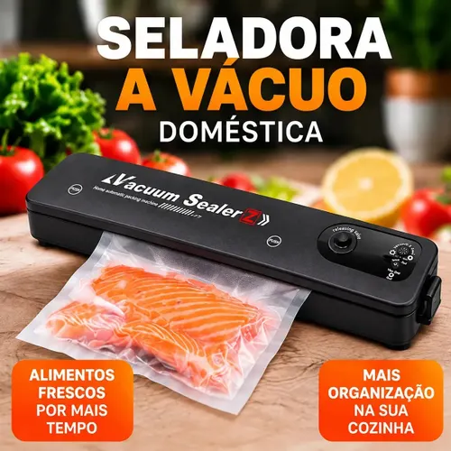 Seladora a Vácuo para Alimentos Automática Máquina Embaladora Portátil Profissional Doméstica Elétrica Selar Embalar Conservar Alimentos Frescos 110v 220v Seladora à Vácuo com 10 Saquinhos