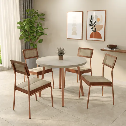 Conjunto Sala de Jantar 4 Cadeiras Lina Carraro Petra Rosê