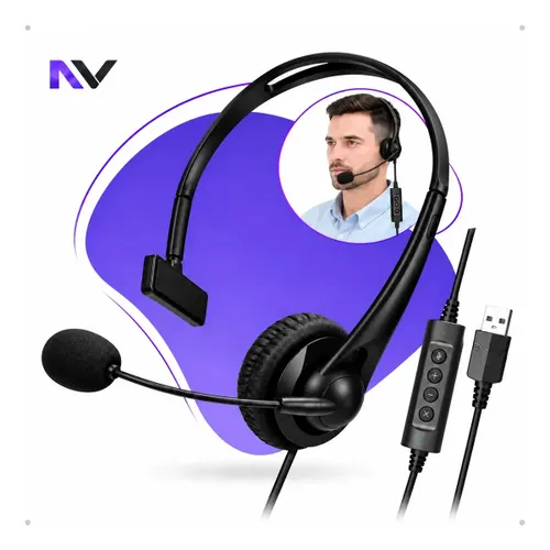 Fone de Ouvido com Microfone Usb Heaset Call Center Telemarketing Jogos Reuniao Empresa Trabalho Profissional com Fio Atendimento Call Center Heaseats Home Office Computador Notebook Telefone Pc