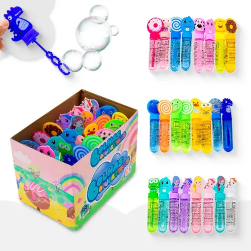Kit 24 Bolhas de Sabão Brinquedo Lança Bolinha Refil Lembrancinha Aniversario Atacado Sortido Infantil Criança