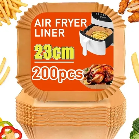 Papel de Forno Descartável Antiaderente e à Prova de Óleo de 23cm para Fritadeira de Ar Quente, Forno e Micro-ondas – Acessório para Assar