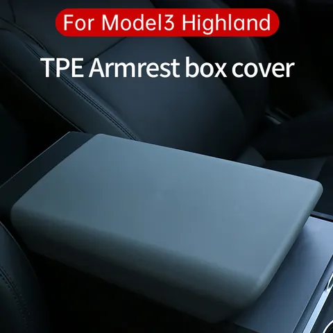 Para tesla modelo 3 highland 2024 tpe caso macio console central do carro braço resto tampa auto caixa de apoio braço central almofada capa acessórios