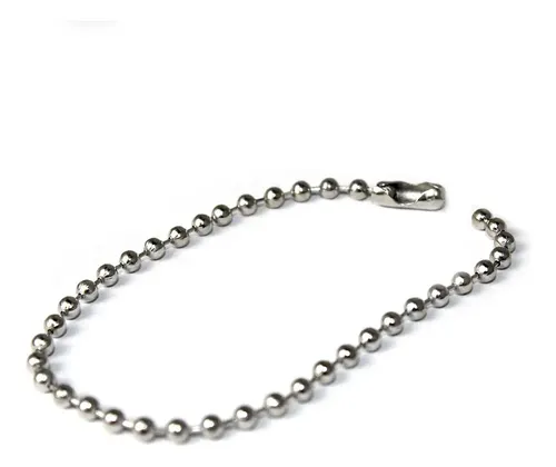 100 Corrente de Bolinha Ferro com Canoa 12cm Tag Chaveiro Cor Correntinha Prata