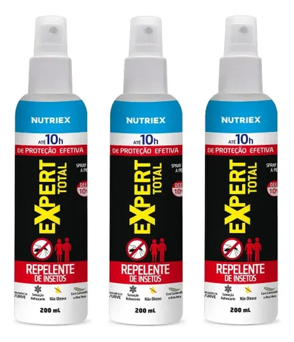 Repelente Spray Pele Nutriex 10h Proteção 200ml Kit 3 Unidades