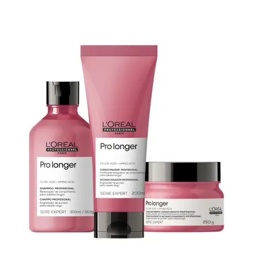 Kit L'Oréal Professionnel Serie Expert Pro Longer Shampoo 300ml Condicionador 200ml Máscara 250g