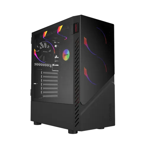Gabinete Gamer Set Black Vulcan com Vidro Temperado Mid Tower PCYes