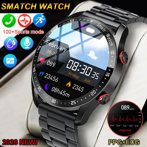 Novo Smartwatch Clássico 2026 para Homens e Mulheres com ECG+PPG, Tela HD, Chamada Bluetooth, Rastreador GPS, Monitor de Frequência Cardíaca, IP68 à Prova d'Água, Smartwatch Esportivo