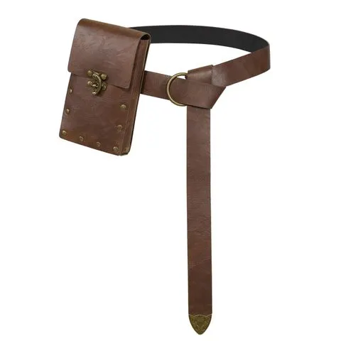 Bolsa de Cintura Medieval em Couro PU com Cinto, Fantasia Medieval para Festival de Halloween