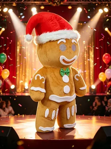Fantasia Inflável de Boneco de Gengibre para Adultos, Traje de Mascote para Desfiles, Aniversários, Natal e Festas de Halloween, Sem Bateria e Carregador