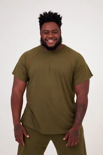 Camiseta Raglan Malha Linho Verde Musgo
