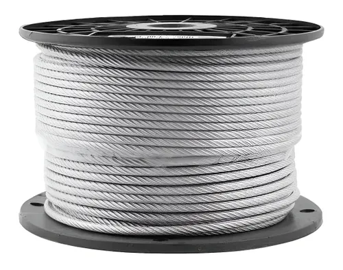 100m Cabo de Aço Galvanizado 1/8 3,2mm 6x7 Alma de Fibra