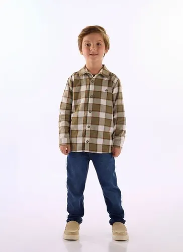 Camisa Infantil para Menino Xadrez Verde