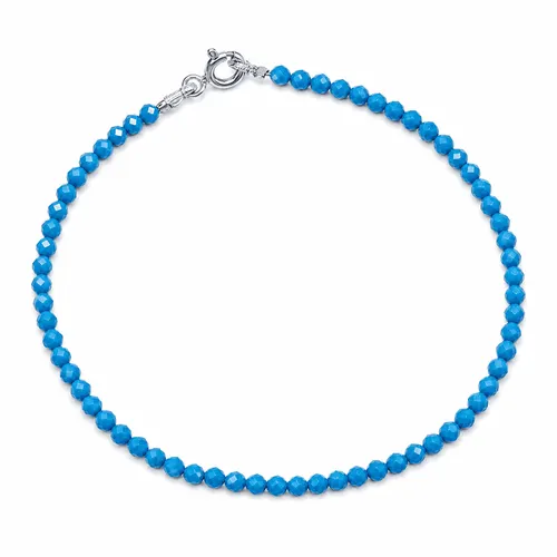 Pulseira com Pedra Turquesa 17,5 cm em Prata 925