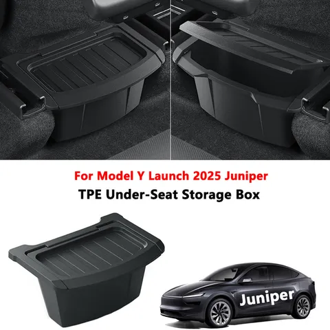 Bandeja de Armazenamento Sob o Assento Compatível com Tesla Model Y Juniper 2025, Compartimento de Armazenamento Oculto Traseiro Central, Acessórios Organizadores para Assento de Carro