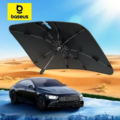 Baseus-Pára-brisa do carro Sun Shade, Pára-sol da janela dianteira, capa guarda-chuva, bordas largas, acessórios de proteção solar do verão