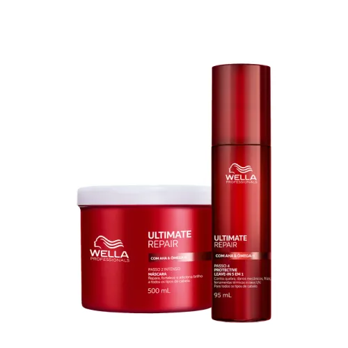 Kit Wella Ultimate Repair Condicionador 500ml e Protetor Térmico Leave-In 140ml