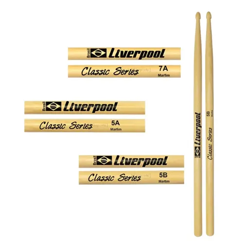 Baqueta Liverpool Marfim Classic Series 5B para Bateria (par)