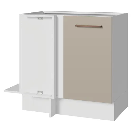 Balcão de Canto 1 Porta (Sem Tampo) Branco/Crema Agata Madesa