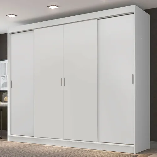 Guarda-Roupa Casal Madesa Austin 4 Portas de Correr 3 Gavetas Branco