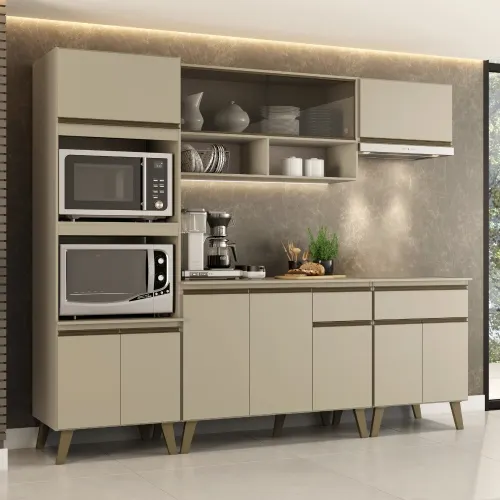 Armário de Cozinha Completa Atlanta Prime Amêndoa