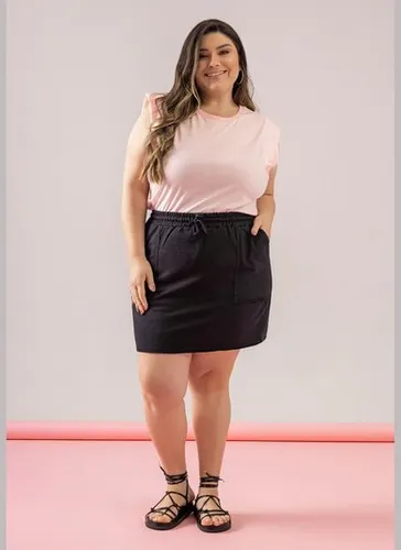 Blusa Muscle Tee Feminino em Meia Malha (Rosa) Just Basic