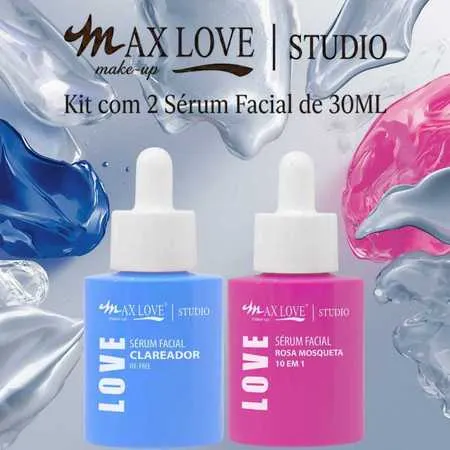 Kit 2 Sérum 30ml - Clareador, Rosa Mosqueta 10em1 - Max Love