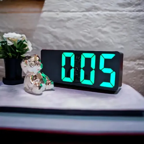 Relógio Digital de Mesa e Parede Led com Data e Alarme Cor Preto com Led Azul