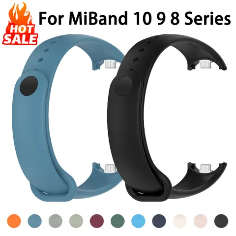 Pulseira de Silicone para Xiaomi Mi Band 11 10 9 8 NFC, Pulseira Esportiva, Acessórios para Xiaomi Smart Band 11 10 9 8