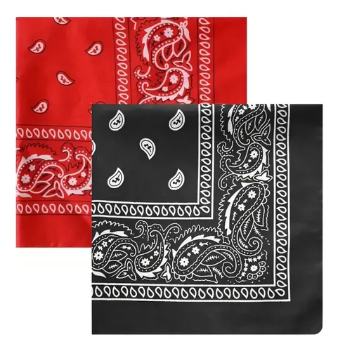 Kit 2 Un Bandana Lenço Rock Motoqueiro Cabeça Vermelho Preto Preto/vermelho Único