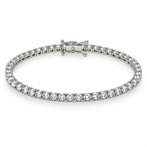 Pulseira Riviera 17 cm com Zircônias Brancas 3,5 mm em Prata 925