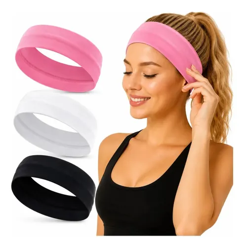 Kit 3 Faixas Cabelo Esportiva Academia Corrida Yoga Feminina Mista Unico Liso