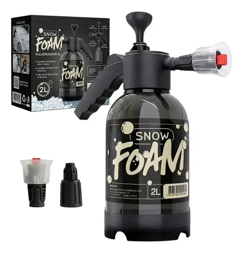 Snow Foam Pulverizador Manual Borrifador Alta Pressão 2 Litros com 2 Bicos Espuma Automotivo Lavagem Carro Moto Limpeza Jardim