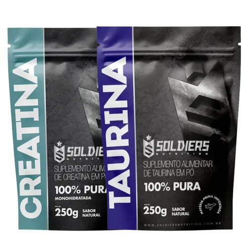 Kit: Creatina Monohidratada 250g + Taurina 250g - 100% Pura Importada - Soldiers Nutrition